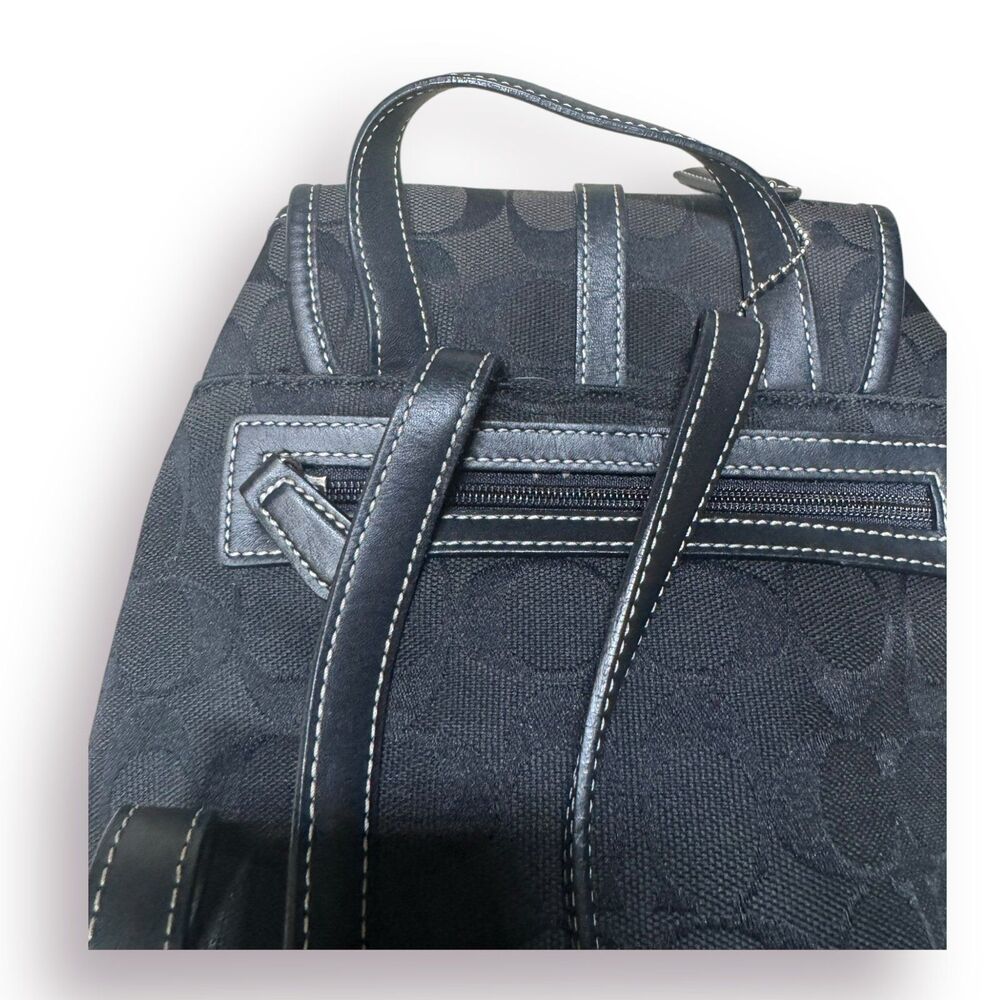 Coach 6613 Black Signature‎ Canvas Leather Backpack/Tote/Handbag/Shoulder Bag - Picture 3 of 9